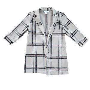 Carole Wren Plaid Open Front Coat - Beige/Black/Brown - Size Small